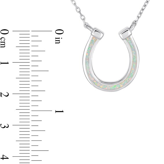 Lab-Created Opal Horseshoe Necklace in Sterling Silver