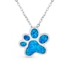 Thumbnail Image 1 of Blue Lab-Created Opal Inlay Paw Print Pendant in Sterling Silver