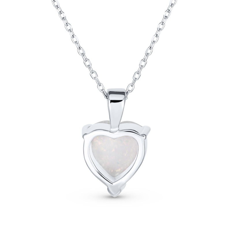 Main Image 2 of 12.0mm Heart-Shaped Lab-Created Opal Solitaire Pendant in Sterling Silver - 16"
