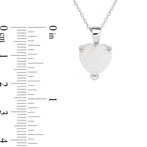 12.0mm Heart-Shaped Lab-Created Opal Solitaire Pendant in Sterling Silver - 16"