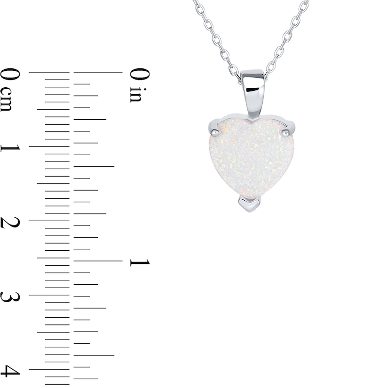 Main Image 3 of 12.0mm Heart-Shaped Lab-Created Opal Solitaire Pendant in Sterling Silver - 16"