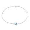 Thumbnail Image 1 of Blue Lab-Created Opal Inlay Turtle Double Chain Bracelet in Sterling Silver - 10"