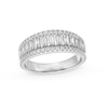 Thumbnail Image 1 of 1/2 CT. T.W. Baguette-Cut and Round Diamond Triple Row Band in 14K White Gold