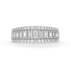 Thumbnail Image 4 of 1/2 CT. T.W. Baguette-Cut and Round Diamond Triple Row Band in 14K White Gold