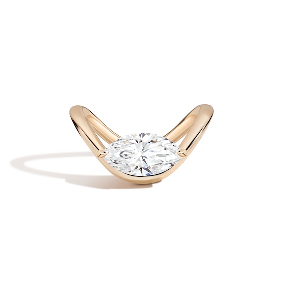 Zales x Shahla 3 CT. Certified Marquise Lab-Grown Diamond Solitaire Zaha Dip Engagement Ring in 18K Gold (F/Vs2)
