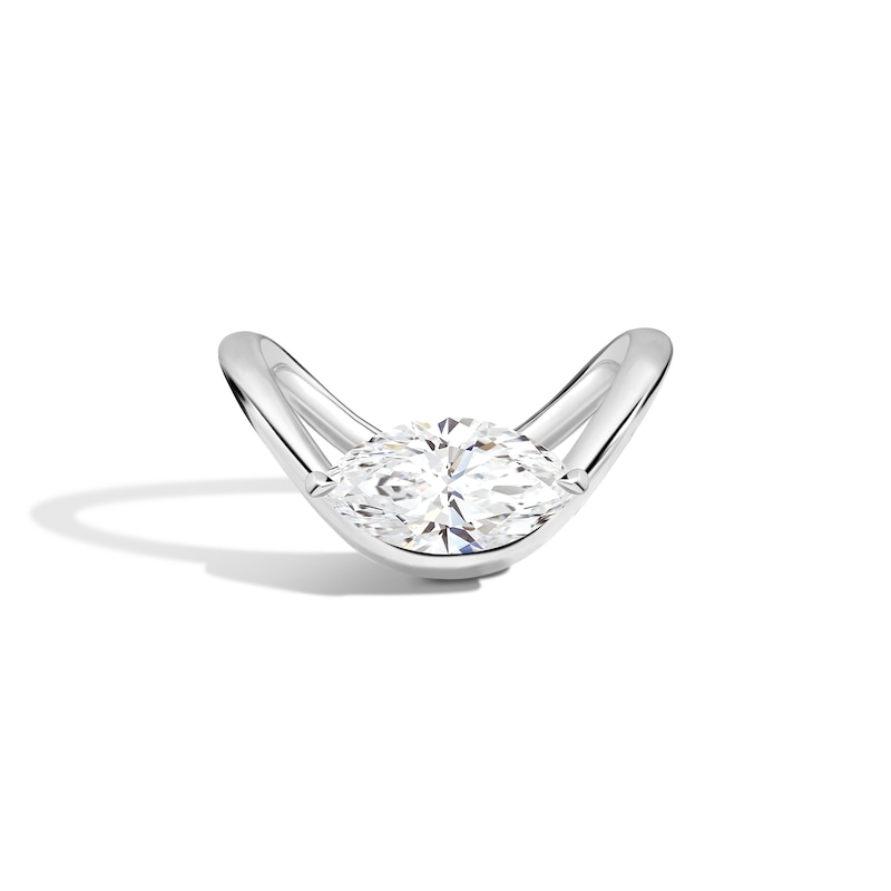 Main Image 1 of Zales x SHAHLA 3 CT. Certified Marquise Lab-Created Diamond Solitaire Zaha Dip Engagement Ring in Platinum (F/VS2)