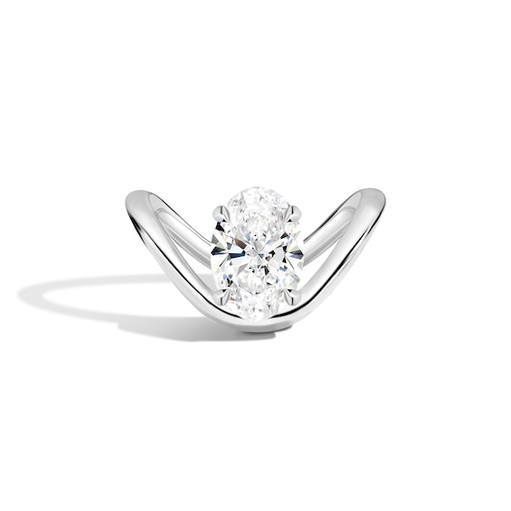 Zales x Shahla 3 CT. Certified Oval Lab-Grown Diamond Solitaire Zaha Dip Engagement Ring in Platinum (F/Vs2)