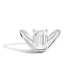 Zales x SHAHLA 3 CT. Certified Emerald-Cut Lab-Grown Diamond Solitaire Zaha Dip Engagement Ring in Platinum