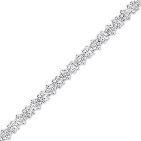 White Lab-Created Sapphire Flower Bracelet in Sterling Silver