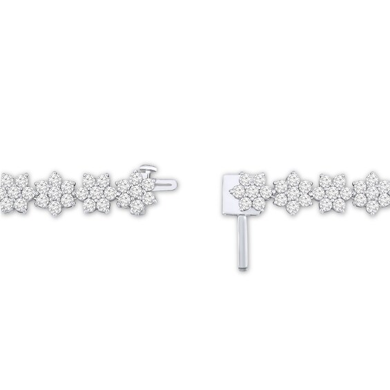 White Lab-Created Sapphire Flower Tennis Necklace in Sterling Silver