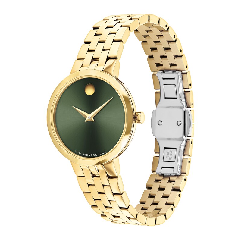 Main Image 2 of Ladies' Movado Museum® Classic Gold-Tone PVD Watch with Green Dial (Model: 0607942)