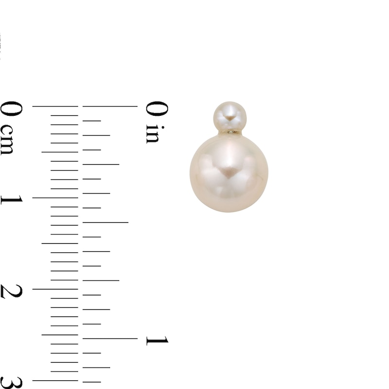 3.5-9.5mm Cultured Freshwater Pearl Stacked Drop Pendant and Stud Earrings Set in Sterling Silver