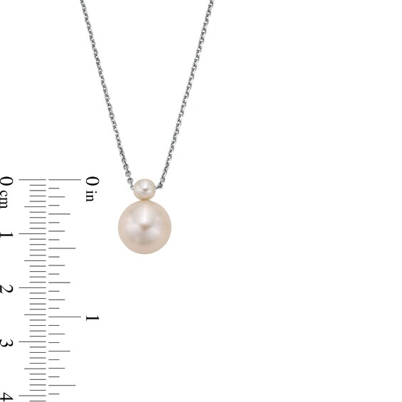 3.5-9.5mm Freshwater Cultured Pearl Stacked Drop Pendant and Stud Earrings Set in Sterling Silver