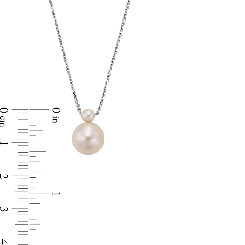 3.5-9.5mm Cultured Freshwater Pearl Stacked Drop Pendant and Stud Earrings Set in Sterling Silver