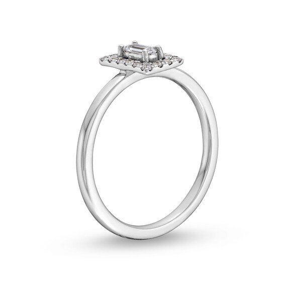 1/4 CT. T.w. Baguette-Cut Diamond Square Frame Ring in 10K White Gold