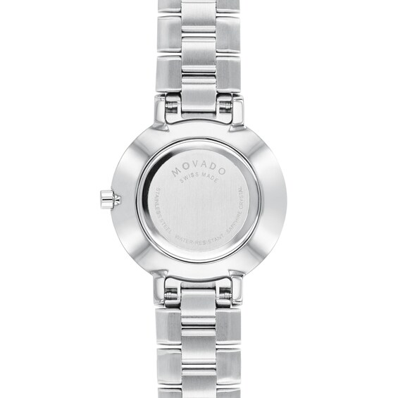Ladies' Movado Faceto 1/20 CT. T.w. Diamond Watch with Black Dial (Model: 0607866)