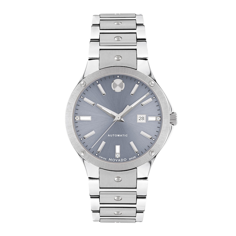 Main Image 1 of Ladies' Movado SE Automatic Diamond Accent Watch with Light Blue Dial (Model: 0607935)