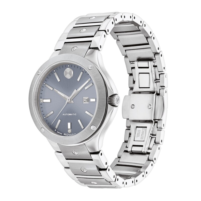 Main Image 2 of Ladies' Movado SE Automatic Diamond Accent Watch with Light Blue Dial (Model: 0607935)