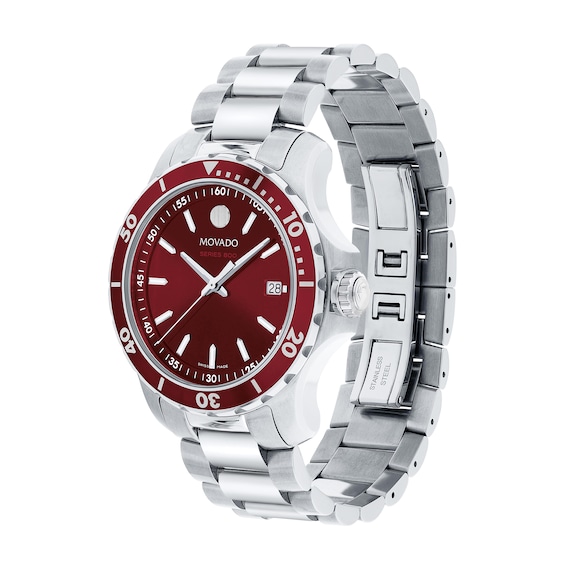 Men's Movado Series 800® Performance Steel™ Watch with Red Dial (Model: 2600178)