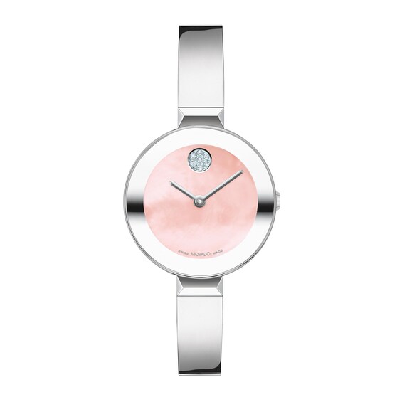 Ladies' Movado BoldÂ® Crystal Accent Bangle Watch with Pink Mother-of Pearl Dial (Model: 3601178)