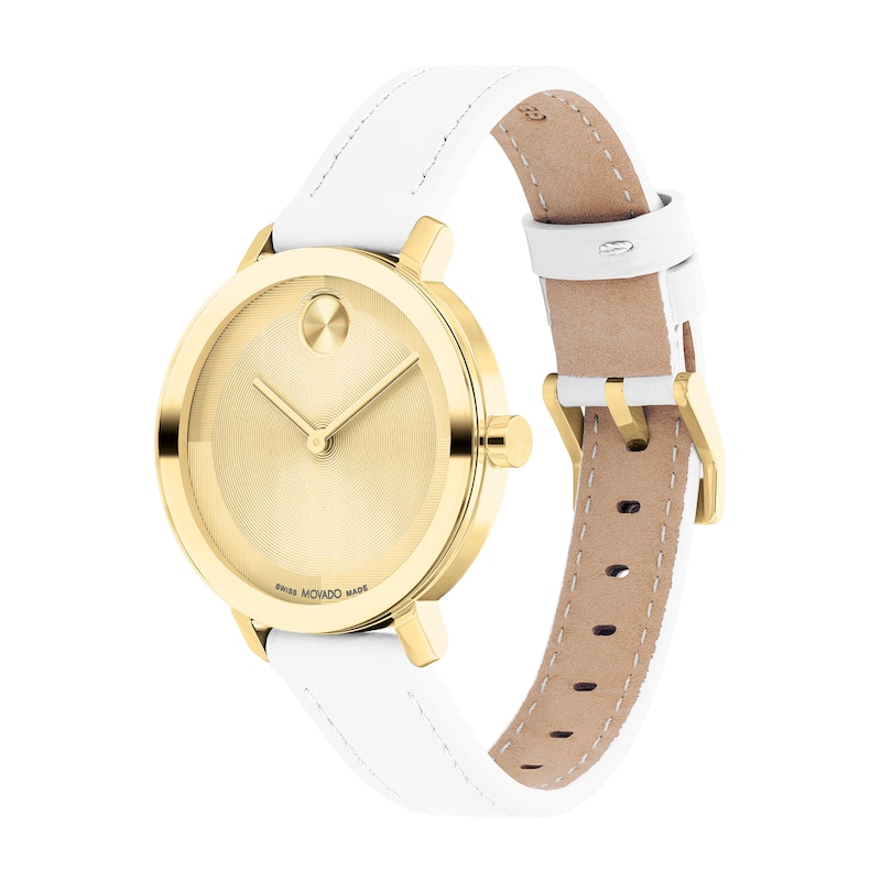 Ladies' Movado Bold® Evolution Gold-Tone IP Strap Watch with Textured Tonal Gold-Tone Dial (Model: 3601158)