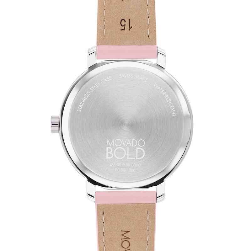 Main Image 3 of Ladies' Movado Bold® Evolution Pink Leather Strap Watch with Textured Tonal Pink Dial (Model: 3601159)