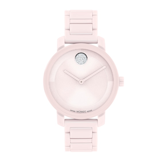 Ladies' Movado BoldÂ® Evolution Pink Ceramic Watch with Crystal Accents (Model: 3601234)