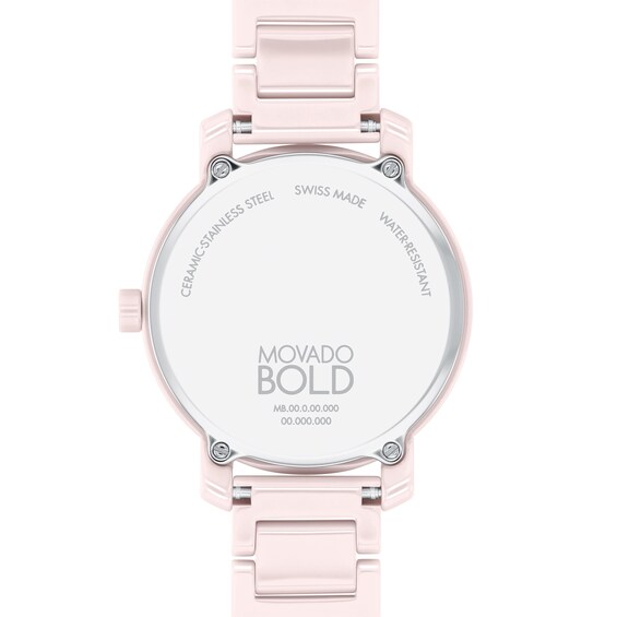 Ladies' Movado BoldÂ® Evolution Pink Ceramic Watch with Crystal Accents (Model: 3601234)