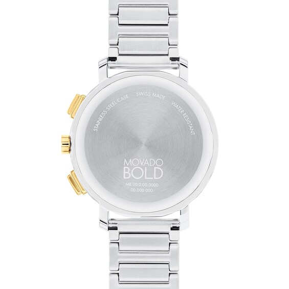 Ladies' Movado BoldÂ® Evolution Two-Tone IP Chronograph Watch with Silver-Tone Dial (Model: 3600968)