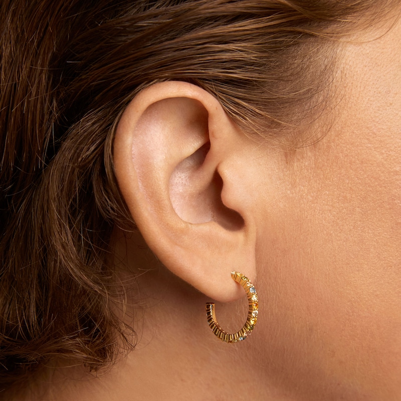 Main Image 2 of PDPAOLA™ at Zales Multi-Color Cubic Zirconia Open Hoop Earrings in Sterling Silver with 18K Gold Plate
