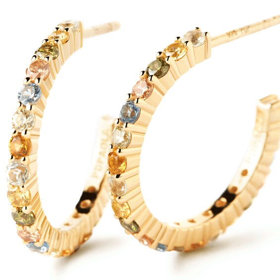 PDPAOLA™ at Zales Multi-Color Cubic Zirconia Open Hoop Earrings in Sterling Silver with 18K Gold Plate
