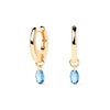 Thumbnail Image 0 of PDPAOLA™ at Zales Oval Blue Cubic Zirconia Dangle Hoop Earrings in Sterling Silver with 18K Gold Plate