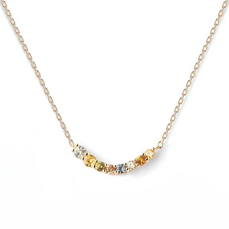 Bar Necklace Gold-plated on Sterling Silver with Cubic Zirconia Stones Bar Necklace Gold-plated on Sterling Silver with Cubic Zirconia Stones