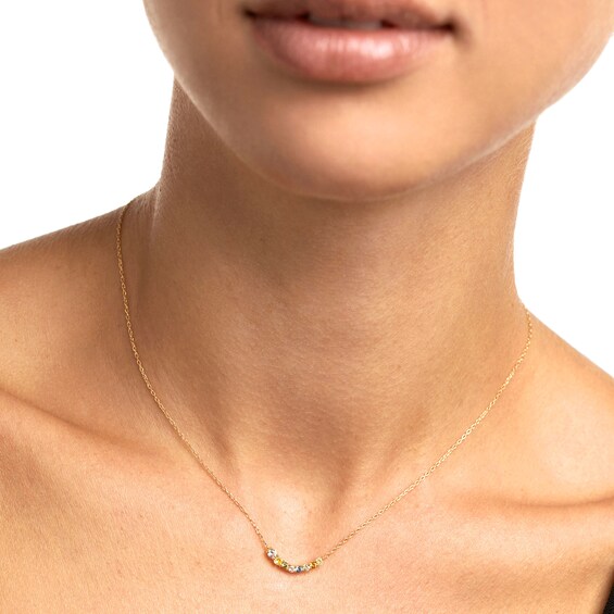 PDPAOLA™ at Zales Multi-Color Cubic Zirconia Curved Bar Necklace in Sterling Silver with 18K Gold Plate - 19.5"
