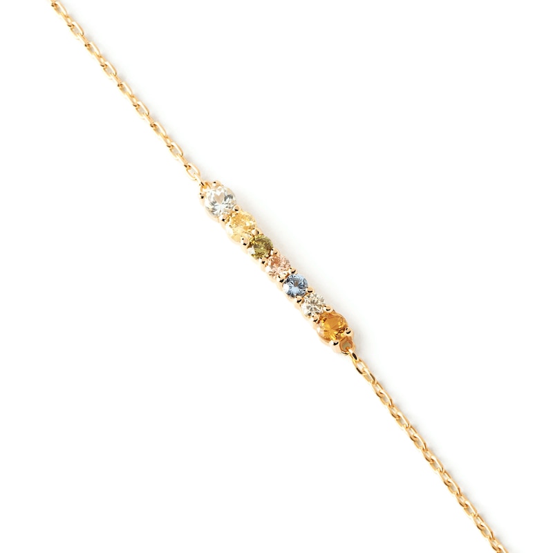 Main Image 1 of PDPAOLA™ at Zales Multi-Color Cubic Zirconia Line Bracelet in Sterling Silver with 18K Gold Plate