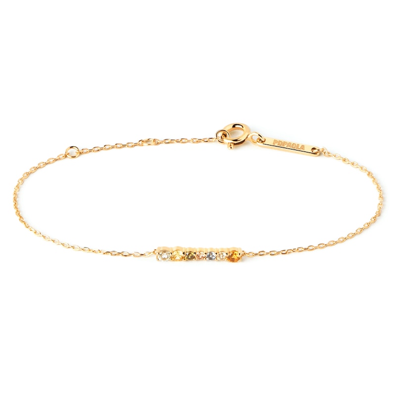 Main Image 5 of PDPAOLA™ at Zales Multi-Color Cubic Zirconia Line Bracelet in Sterling Silver with 18K Gold Plate