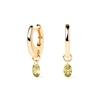 Thumbnail Image 0 of PDPAOLA™ at Zales Oval Green Cubic Zirconia Dangle Hoop Earrings in Sterling Silver with 18K Gold Plate