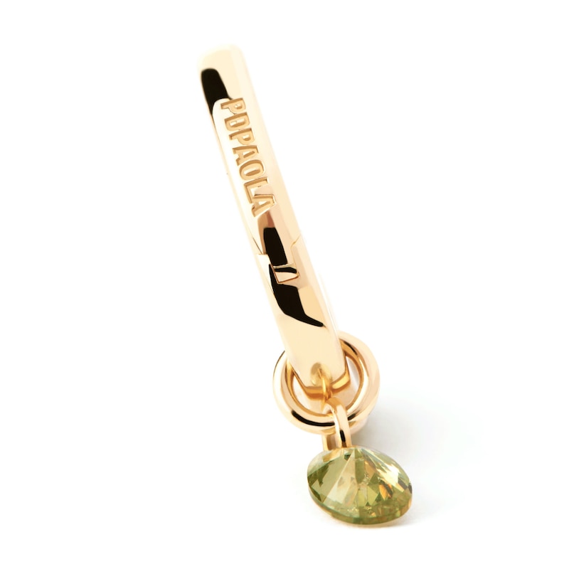 Main Image 3 of PDPAOLA™ at Zales Oval Green Cubic Zirconia Dangle Hoop Earrings in Sterling Silver with 18K Gold Plate