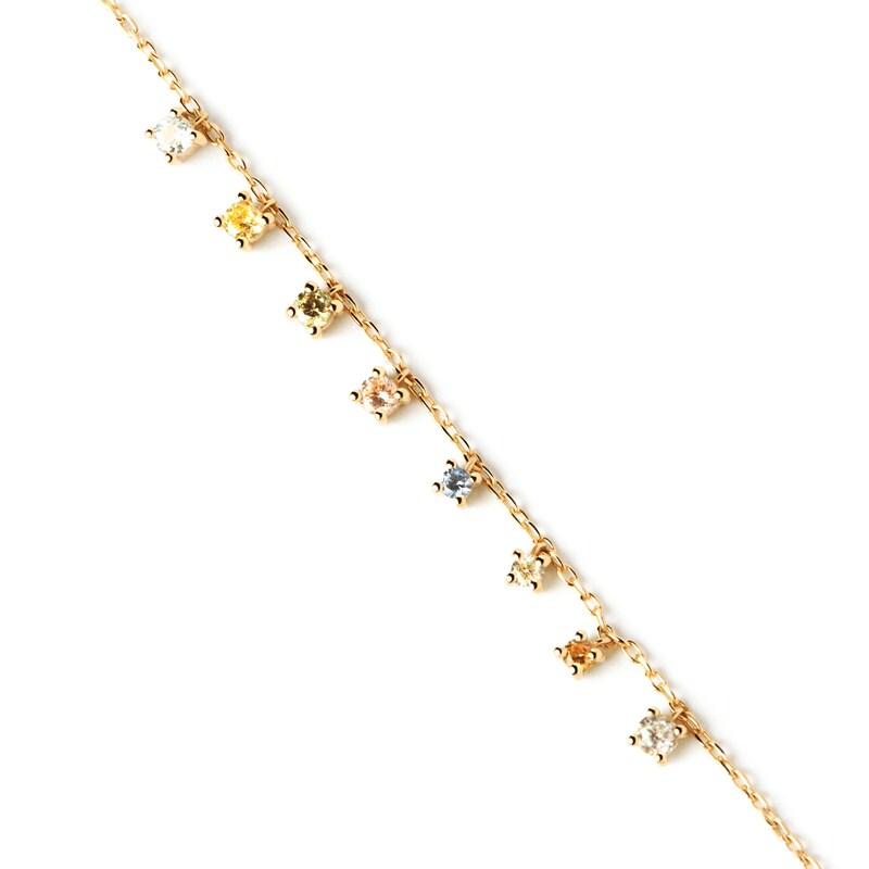 PDPAOLA™ at Zales Multi-Color Cubic Zirconia Dangle Station Bracelet in Sterling Silver with 18K Gold Plate