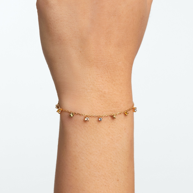 Main Image 2 of PDPAOLA™ at Zales Multi-Color Cubic Zirconia Dangle Station Bracelet in Sterling Silver with 18K Gold Plate