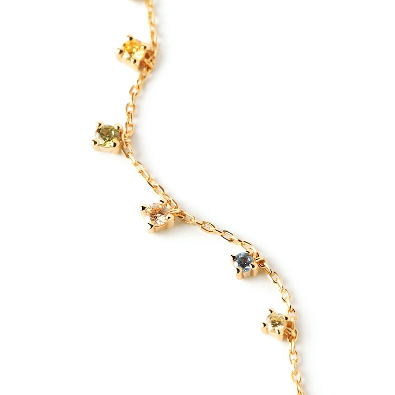 PDPAOLA™ at Zales Multi-Color Cubic Zirconia Dangle Station Bracelet in Sterling Silver with 18K Gold Plate