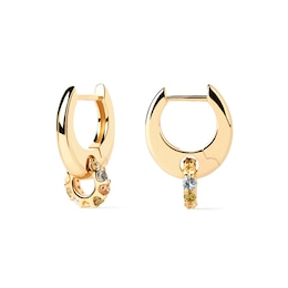PDPAOLA™ at Zales Multi-Color Cubic Zirconia Spinner Dangle Hoop Earrings in Sterling Silver with 18K Gold Plate
