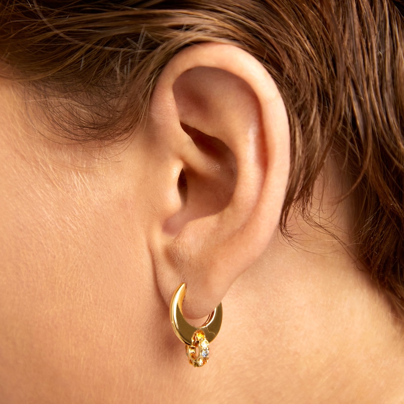 Main Image 2 of PDPAOLA™ at Zales Multi-Color Cubic Zirconia Spinner Dangle Hoop Earrings in Sterling Silver with 18K Gold Plate
