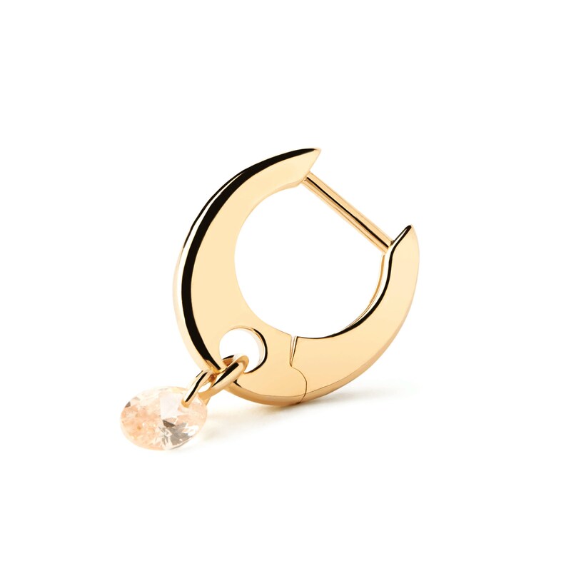 Main Image 3 of PDPAOLA™ at Zales Oval Pink Cubic Zirconia Dangle Hoop Earrings in Sterling Silver with 18K Gold Plate