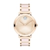 Thumbnail Image 0 of Ladies' Movado Bold® Evolution Crystal Accent Rose-Tone IP Ceramic Watch with Textured Tonal Dial (Model: 3601237)