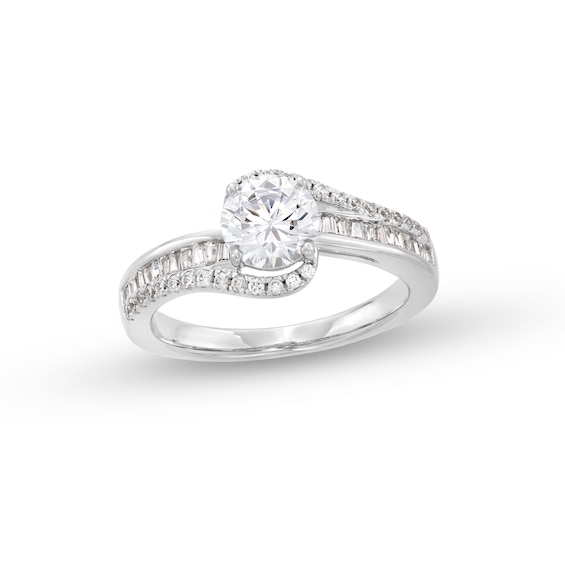 1-1/3 CT. T.w. Multi-Diamond Bypass Engagement Ring in 14K White Gold