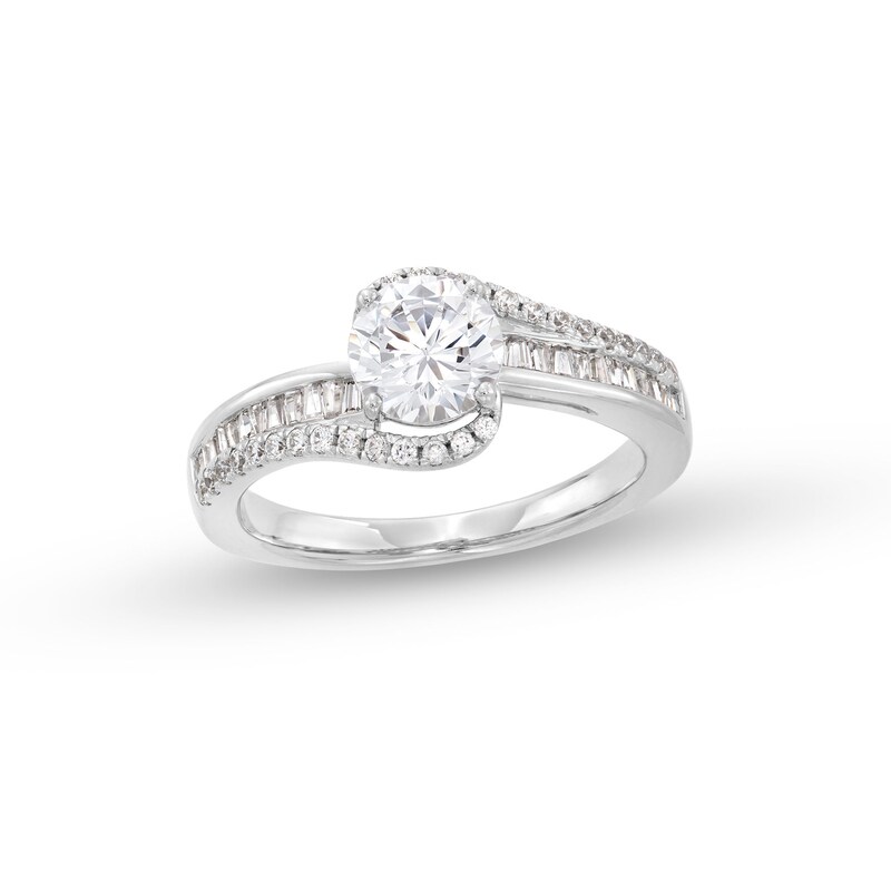 Main Image 1 of 1-1/3 CT. T.W. Multi-Diamond Bypass Engagement Ring in 14K White Gold