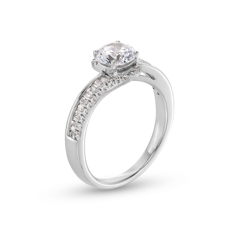 Main Image 3 of 1-1/3 CT. T.W. Multi-Diamond Bypass Engagement Ring in 14K White Gold