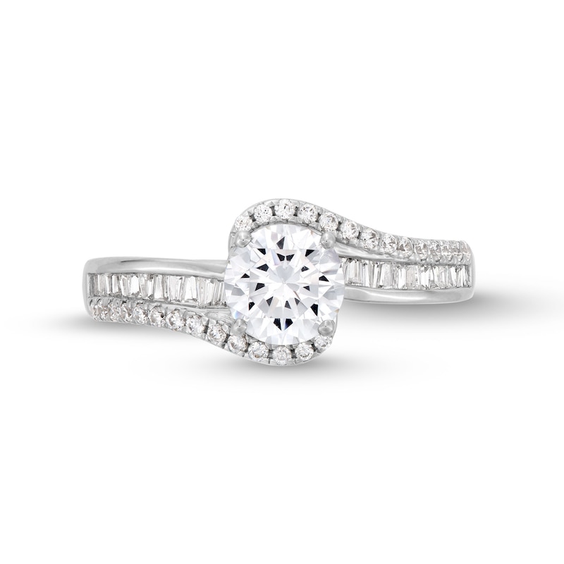 Main Image 4 of 1-1/3 CT. T.W. Multi-Diamond Bypass Engagement Ring in 14K White Gold