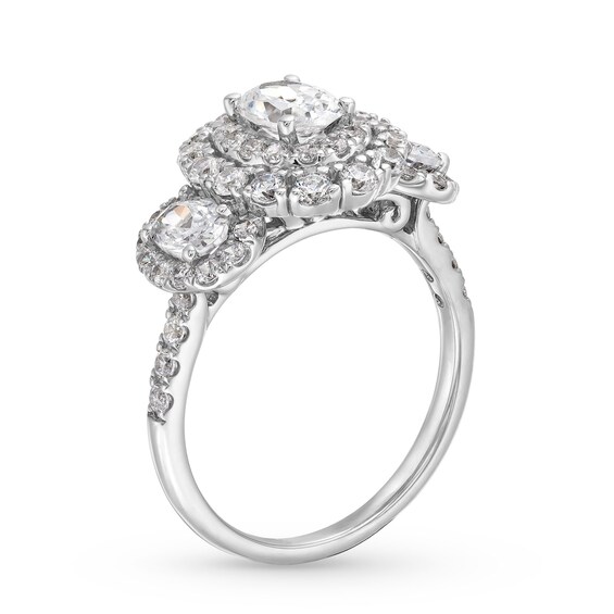 2 CT. T.w. Oval Diamond Past Present FutureÂ® Double Frame Engagement Ring in 14K White Gold